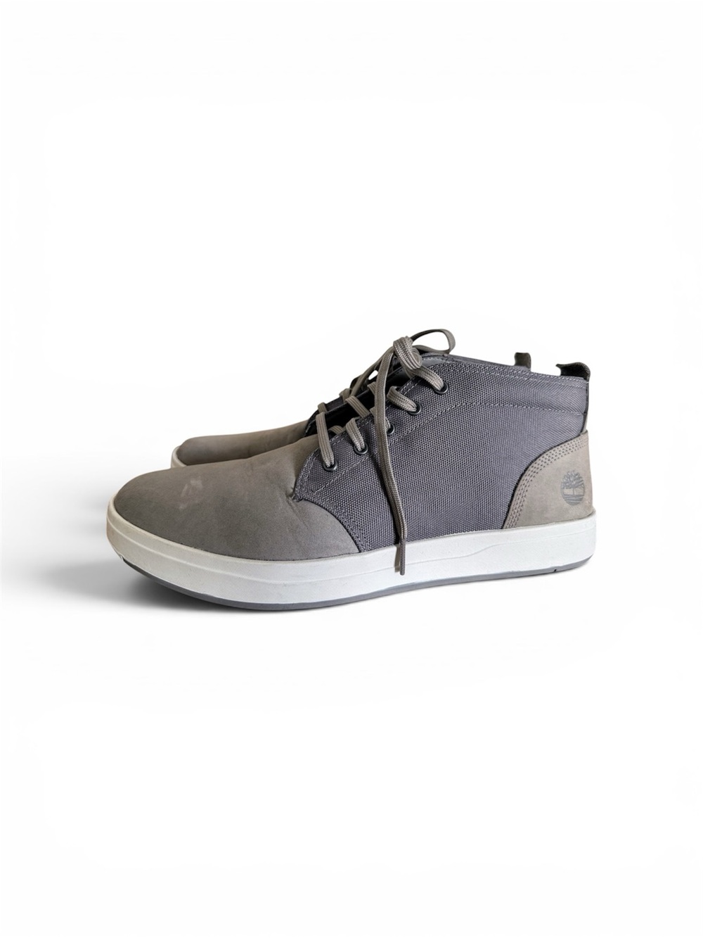 Timberland Men's Grey Canvas & Suede Mid-Top Sneakers